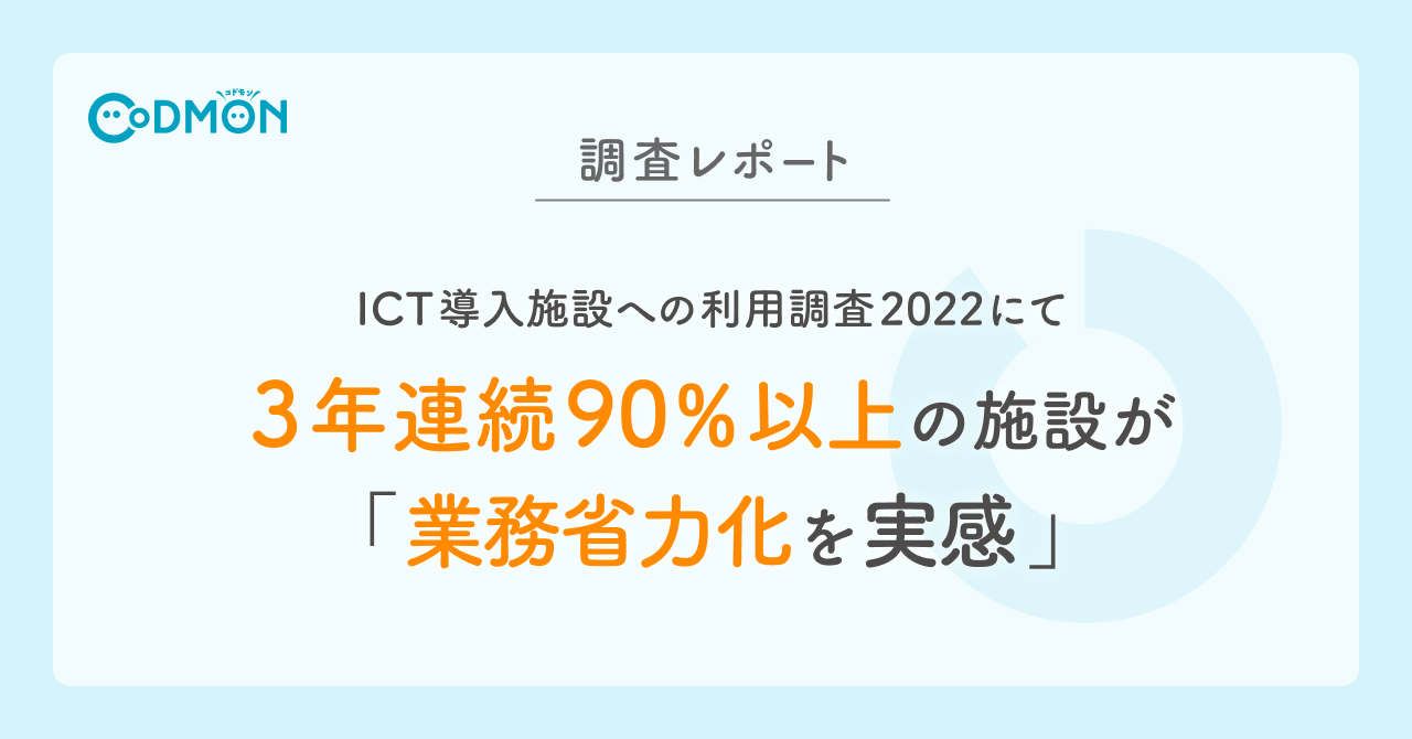 【調査レポート】 ICT導入施設への利用調査2022にて 3年連続90％以上の施設が「業務省力化を実感」